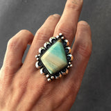 Blue Opal Petrified Wood Ring or Pendant- Sterling Silver and Indonesian Opalized Petrified Wood- Finished to Size
