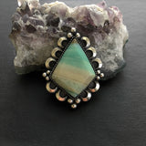 Blue Opal Petrified Wood Ring or Pendant- Sterling Silver and Indonesian Opalized Petrified Wood- Finished to Size