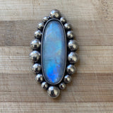 Huge Moonstone Bubble Ring- Sterling Silver and Rainbow Moonstone- Finished to Size or as a Pendant