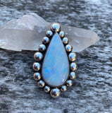 Huge Moonstone Bubble Ring- Sterling Silver and Rainbow Moonstone- Finished to Size or as a Pendant