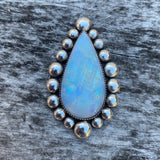 Huge Moonstone Bubble Ring- Sterling Silver and Rainbow Moonstone- Finished to Size or as a Pendant
