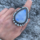 Large Moonstone Statement Ring- Sterling Silver and Moonstone- Finished to Size or as a Pendant