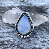 Large Moonstone Statement Ring- Sterling Silver and Moonstone- Finished to Size or as a Pendant