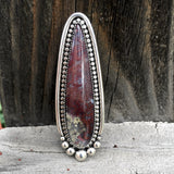 Large Moss Agate Talon Ring- Sterling Silver and Indonesian Moss Agate Statement Ring- Finished to Size