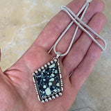 Huge Asymmetrical Variscite Statement Necklace- Sterling Silver and Poseidon Variscite- Chain Included