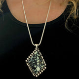 Huge Asymmetrical Variscite Statement Necklace- Sterling Silver and Poseidon Variscite- Chain Included