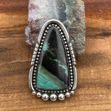 Huge Blue Opal Petrified Wood Ring or Pendant- Sterling Silver and Indonesian Opalized Petrified Wood- Finished to Size