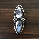 Huge Double Dendritic Opal Statement Ring- Sterling Silver and Dendritic Opal - Finished to Size
