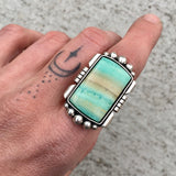 Square Blue Opal Petrified Wood Ring or Pendant- Sterling Silver and Indonesian Opalized Petrified Wood- Finished to Size