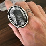 Large Dendritic Opal Statement Ring- Sterling Silver and Dendritic Opal - Finished to Size