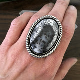 Large Dendritic Opal Statement Ring- Sterling Silver and Dendritic Opal - Finished to Size