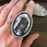 Large Dendritic Opal Statement Ring- Sterling Silver and Dendritic Opal - Finished to Size