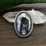 Large Dendritic Opal Statement Ring- Sterling Silver and Dendritic Opal - Finished to Size