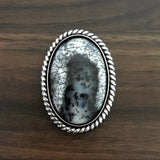 Large Dendritic Opal Statement Ring- Sterling Silver and Dendritic Opal - Finished to Size