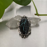 Huge Ornate Turquoise Ring or Pendant- Sterling Silver and Sierra Nevada Ribbon Turquoise- Finished to Size