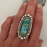 Blue Opal Petrified Wood Ring or Pendant- Sterling Silver and Indonesian Opalized Petrified Wood- Finished to Size