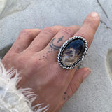 Fiery Palm Root Oval Ring or Pendant- Sterling Silver- Finished to Size