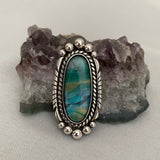 Blue Opal Petrified Wood Ring or Pendant- Sterling Silver and Indonesian Opalized Petrified Wood- Finished to Size