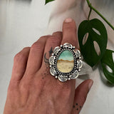 Ornate Endless Summer Overlay Ring or Pendant- Sterling Silver and Blue Opal Petrified Wood- Finished to Size