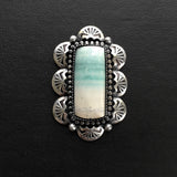 Hand Stamped Blue Opal Petrified Wood Overlay Ring or Pendant- Sterling Silver and Indonesian Opalized Wood- Finished to Size