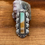 Blue Opal Petrified Wood Overlay Ring or Pendant- Sterling Silver and Indonesian Opalized Petrified Wood- Finished to Size