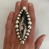 Huge Petrified Palm Root Bubble Ring- Sterling Silver and Indonesian Palm Root- Finished to Size