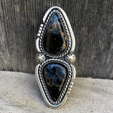 Huge Two-Stone Pietersite Ring- Sterling Silver and Pietersite- Finished to Size