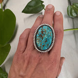 Large Chunky Turquoise Ring or Pendant- Sterling Silver and Pilot Mountain Turquoise- Finished to Size