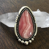 Rhodochrosite Statement Ring or Pendant- Sterling Silver and Pink Rhodochrosite- Finished to Size