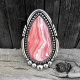 Rhodochrosite Statement Ring or Pendant- Sterling Silver and Pink Rhodochrosite- Finished to Size