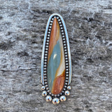 Large Polychrome Jasper Talon Ring or Pendant- Sterling Silver and Jasper- Finished to Size
