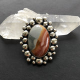 Large Jasper Super Bubble Ring or Pendant- Sterling Silver and Polychrome Jasper- Finished to Size