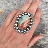 Large Jasper Super Bubble Ring or Pendant- Sterling Silver and Polychrome Jasper- Finished to Size