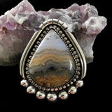 Prudent Man Agate Teardrop Ring or Pendant- Sterling Silver and Idaho Agate- Finished to Size