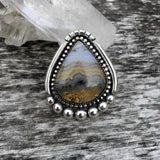 Prudent Man Agate Teardrop Ring or Pendant- Sterling Silver and Idaho Agate- Finished to Size