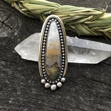 Large Prudent Man Agate Talon Ring- Sterling Silver and Agate Statement Ring- Finished to Size