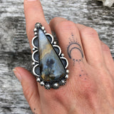 Large Prudent Man Agate Celestial Ring or Pendant- Sterling Silver and Idaho Agate- Finished to Size