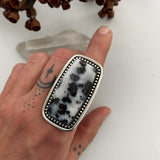 Large Agate Statement Ring or Pendant- Sterling Silver and Plume Agate- Finished to Size