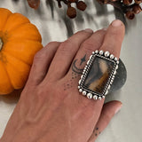 Large Rectangular Montana Agate Statement Ring or Pendant- Sterling Silver- Finished to Size