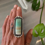 Huge Rectangle Endless Summer Ring or Pendant- Sterling Silver and Blue Opal Petrified Wood- Finished to Size