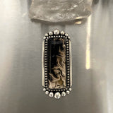 Large Rectangular Petrified Palm Root Statement Ring or Pendant- Sterling Silver- Finished to Size