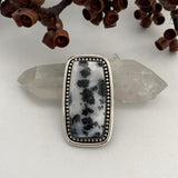 Large Agate Statement Ring or Pendant- Sterling Silver and Plume Agate- Finished to Size