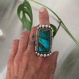 Large Rectangular Ring or Pendant- Sterling Silver and Kingman Turquoise- Finished to Size