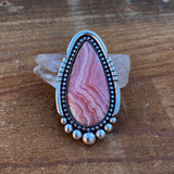 Large Rhodochrosite Statement Ring or Pendant- Sterling Silver and Pink Rhodochrosite- Finished to Size