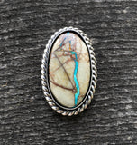 Large Turquoise and Sterling Ring- Royston Ribbon Turquoise and Sterling Silver- Finished to Size