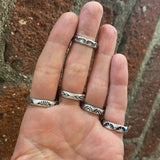 Celestial Amber Ring- Size 6- Hand Stamped Sterling Silver and Mayan Amber