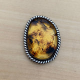 Large Amber Statement Ring- Sterling Silver and Mayan Amber - Finished to Size