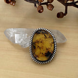 Large Amber Statement Ring- Sterling Silver and Mayan Amber - Finished to Size
