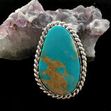 Large Royston Turquoise Lasso Ring- Sterling Silver and Turquoise- Finished to Size or as a Pendant
