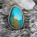 Large Royston Turquoise Lasso Ring- Sterling Silver and Turquoise- Finished to Size or as a Pendant